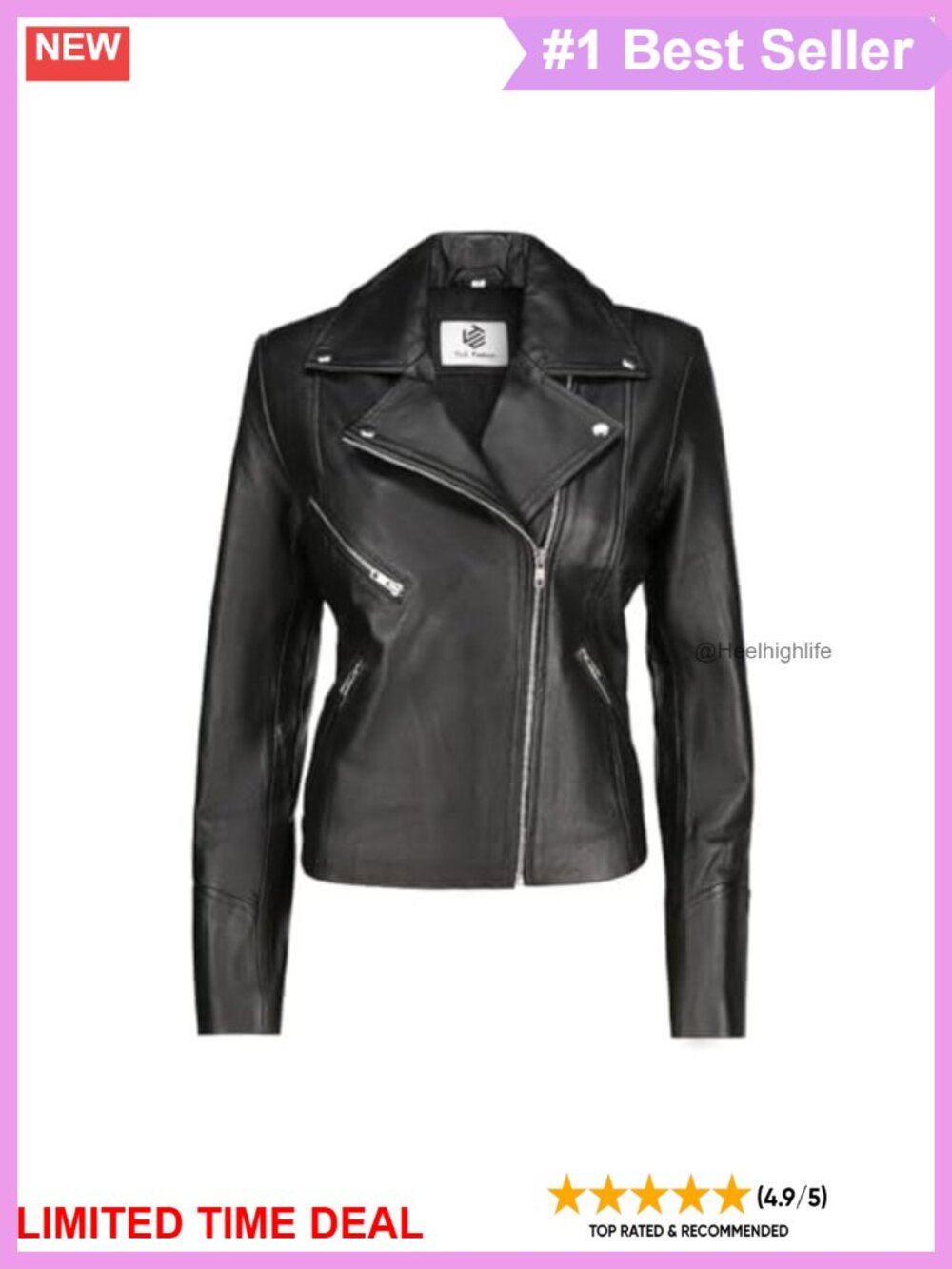 Genuine Leather Motorcycle Biker Jacket Women Slim Fit Belted Zip